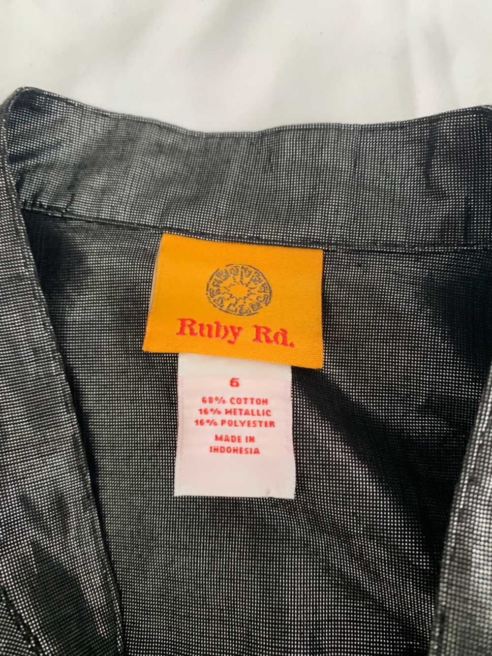 Ruby Rd. Metallic Charcoal Button-Up Shirt Jacket Size 6 - Picture 2 of 9